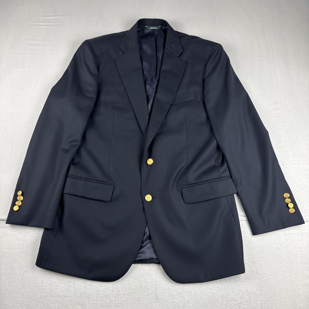 Brooks Brothers Country Club Saxxon Navy Blazer Gold Buttons 41R Classic Office